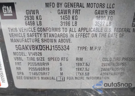 2017 Buick Enclave Leather из США, поврежденный, VIN 5GAKVBKD5HJ155334